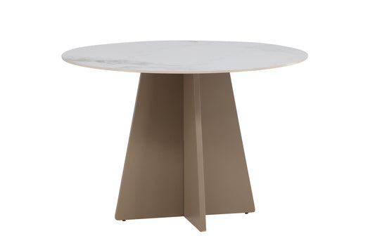 Bootcut rundt spisebord Ø110 cm – Beige stenlook