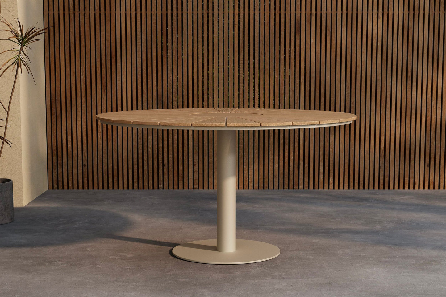 Croft Round Dining Table ø120 - Beige Alu/Teak