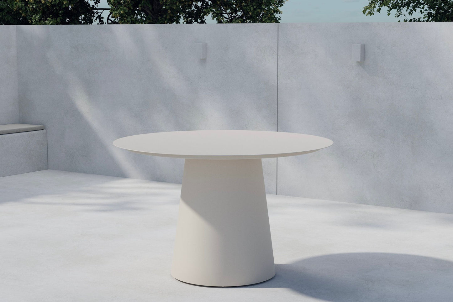 Lanzo spisebord Ø120 cm – Beige aluminium