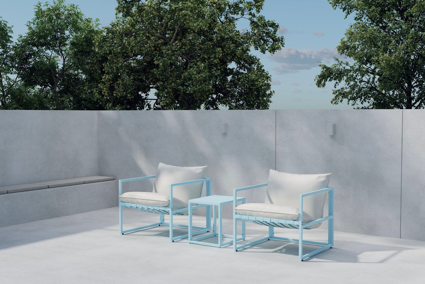 Messina loungesæt – Lyseblå/Beige