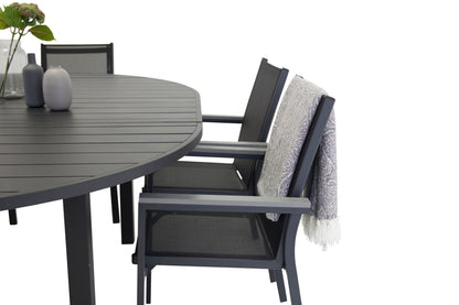 Marbella spisebordssæt Ø140 cm med Parma stole – Sort