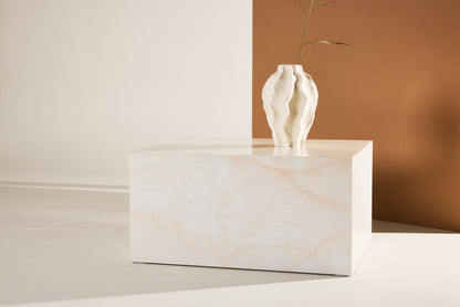 York Low Sofa Table - Light Yellow / Marble Look MDF