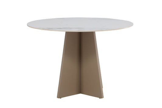 Bootcut rundt spisebord Ø110 cm – Beige stenlook