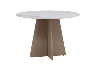 Bootcut rundt spisebord Ø110 cm – Beige stenlook