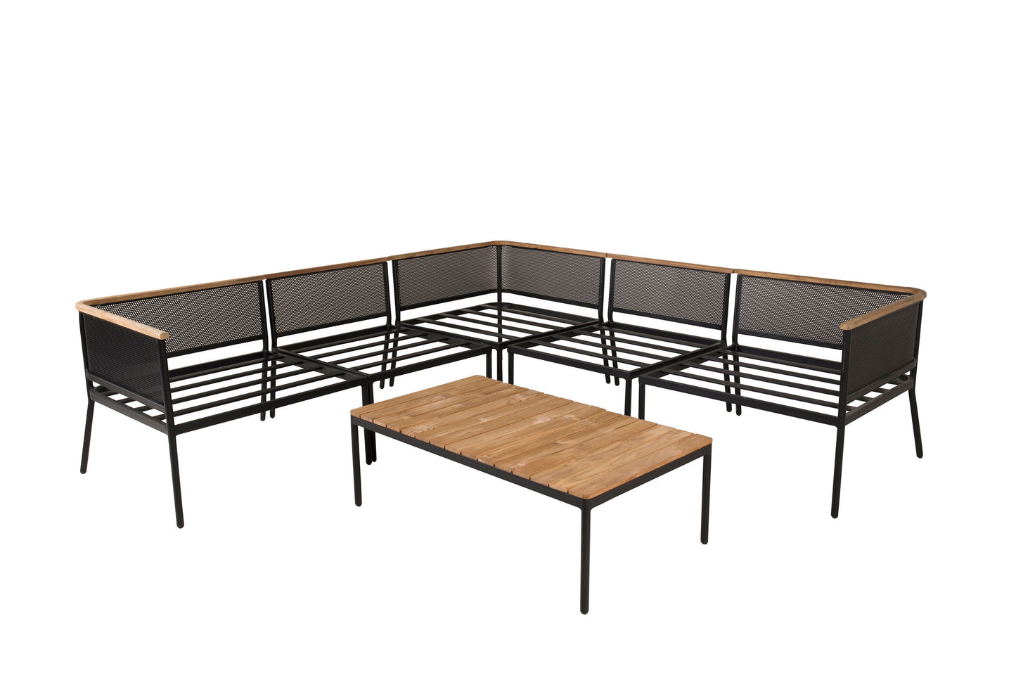 Nettan hjørnesofasæt – Sort/Grå/Teak