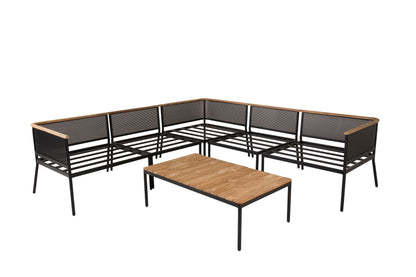 Nettan hjørnesofasæt – Sort/Grå/Teak