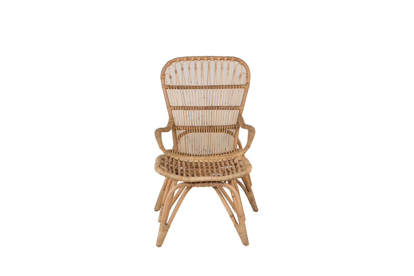 Ella loungestol med puf – Rattan/Offwhite
