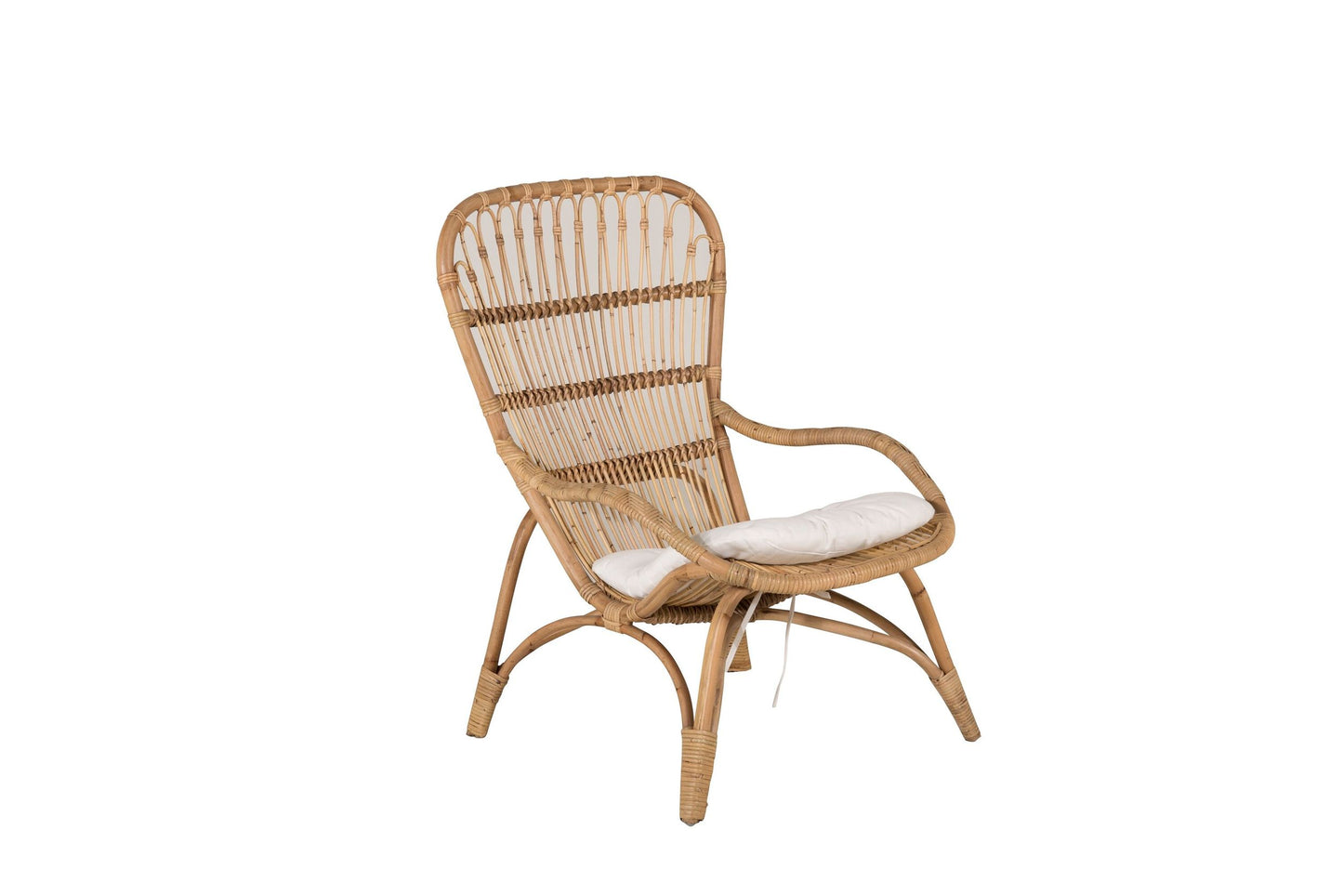 Ella loungestol med puf – Rattan/Offwhite