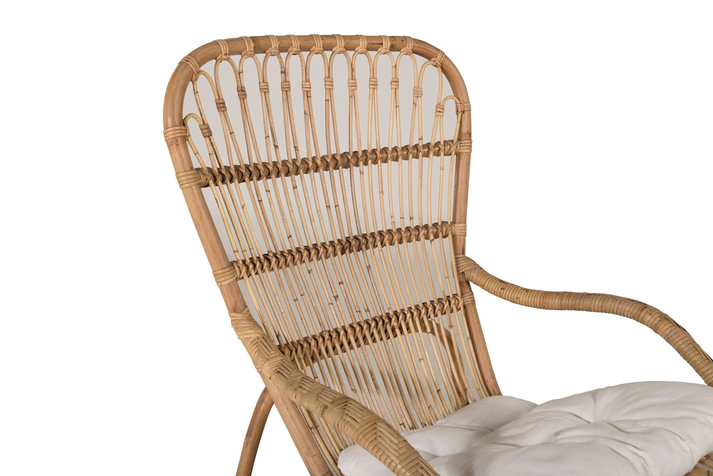 Ella loungestol med puf – Rattan/Offwhite