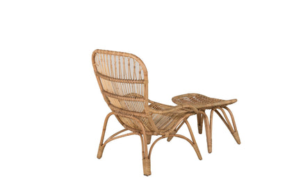 Ella loungestol med puf – Rattan/Offwhite