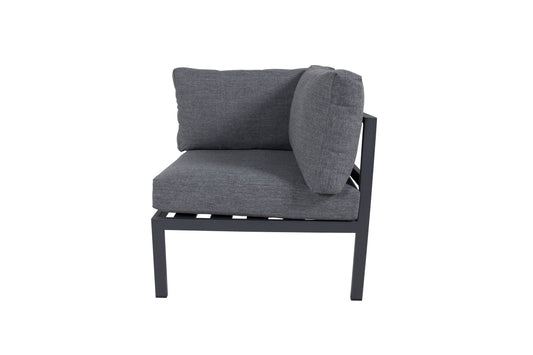 Copacabana hjørnemodul til loungesofa – Sort aluminium/Grå hynder