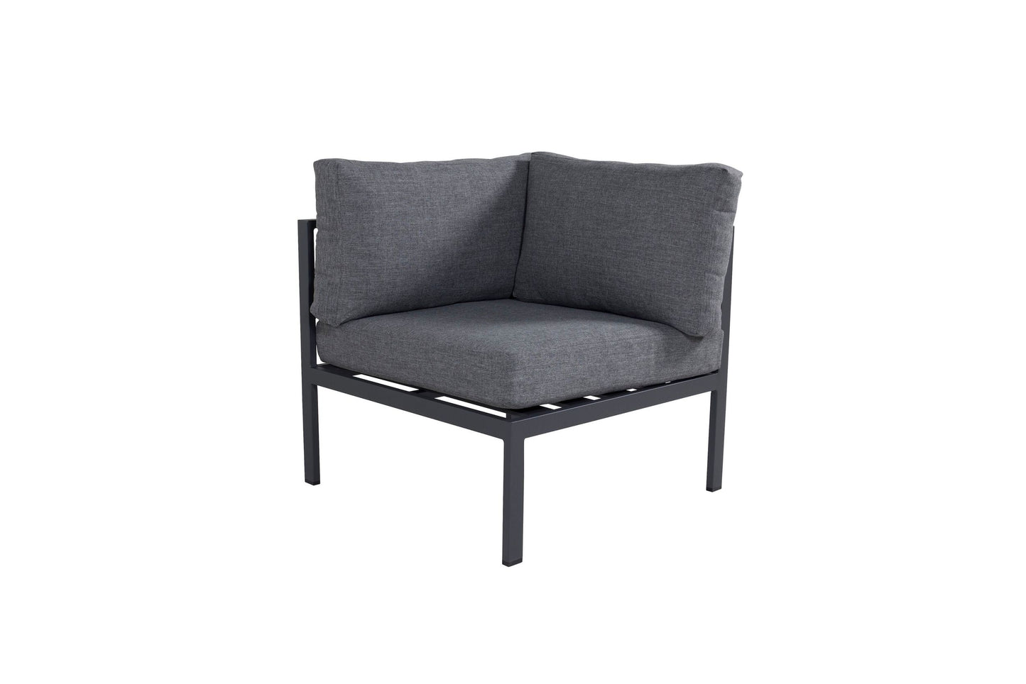 Copacabana hjørnemodul til loungesofa – Sort aluminium/Grå hynder