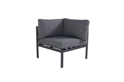 Copacabana hjørnemodul til loungesofa – Sort aluminium/Grå hynder