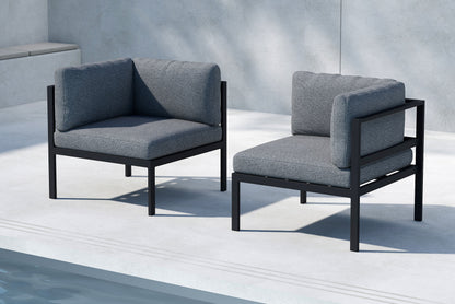 Copacabana hjørnemodul til loungesofa – Sort aluminium/Grå hynder