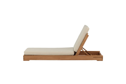 Solseng – Gylden teak med beige hynde