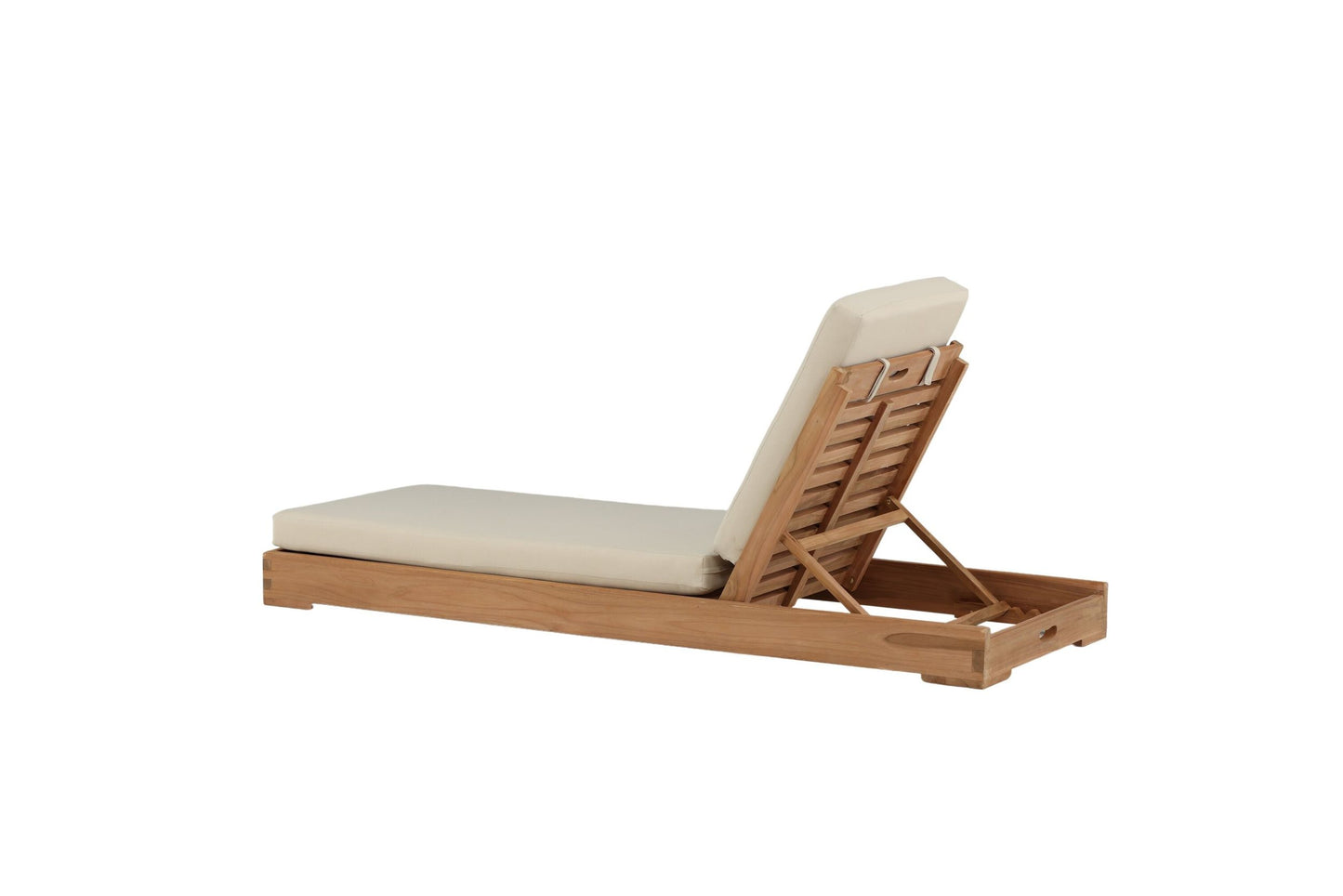 Solseng – Gylden teak med beige hynde