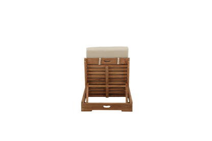 Solseng – Gylden teak med beige hynde
