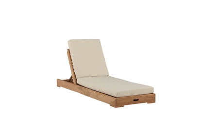 Solseng – Gylden teak med beige hynde
