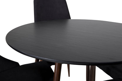 Plaza rundt spisebordssæt Ø100 cm – sort m. Leone spisebordsstole (sort)
