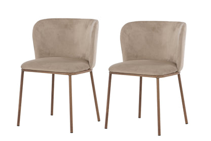 Edina Spisebordsstole (2 stk.) – Trælook / Beige Velour