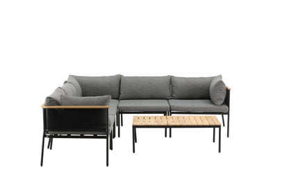 Nettan hjørnesofasæt – Sort/Grå/Teak