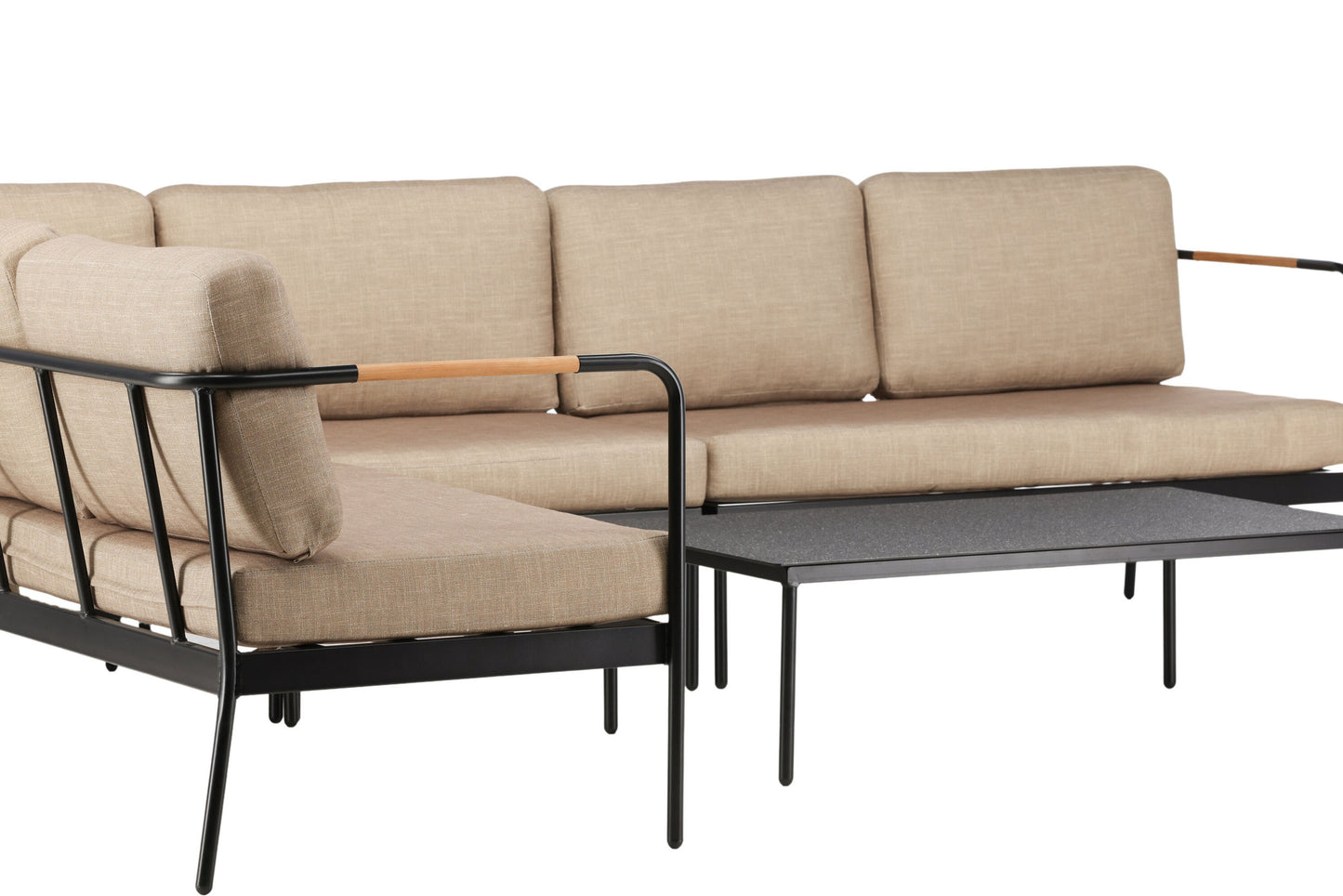 Pehnna hjørne-loungesæt – Sort/Sand