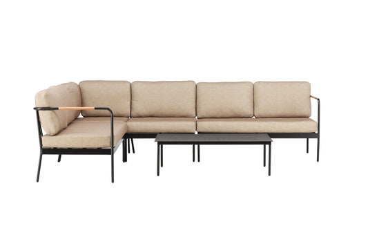 Pehnna hjørne-loungesæt – Sort/Sand