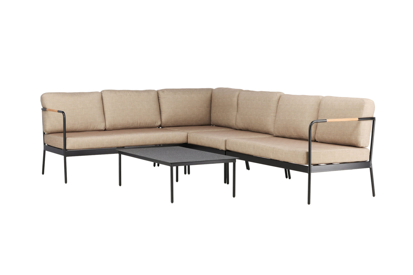 Pehnna hjørne-loungesæt – Sort/Sand