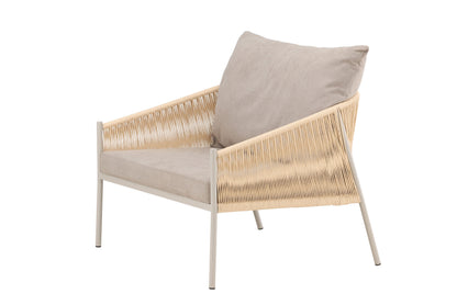 Louie loungestol – Beige stålstel / beige stof