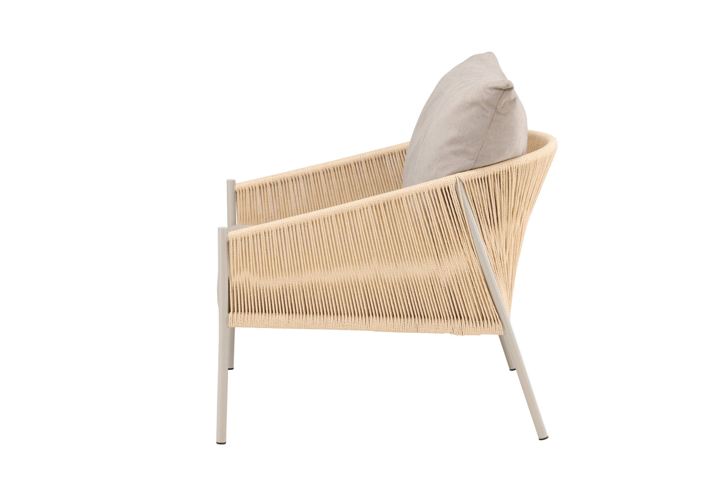 Louie loungestol – Beige stålstel / beige stof
