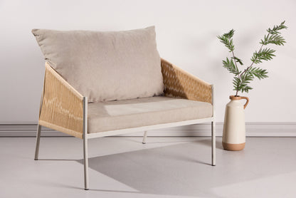 Louie loungestol – Beige stålstel / beige stof