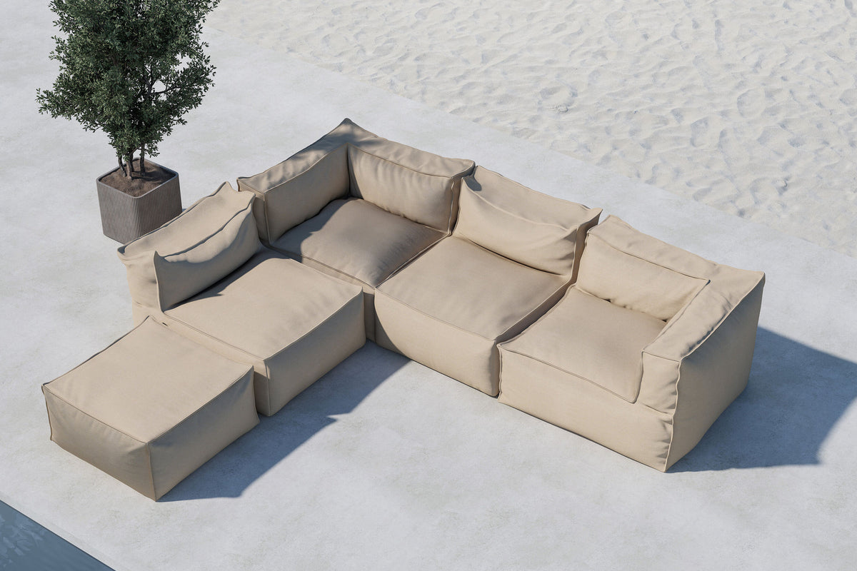 Rambo Hjørnesofa med Puf 2+2+1 – Beige