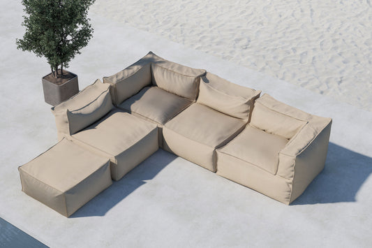 Rambo Hjørnesofa med Puf 2+2+1 – Beige