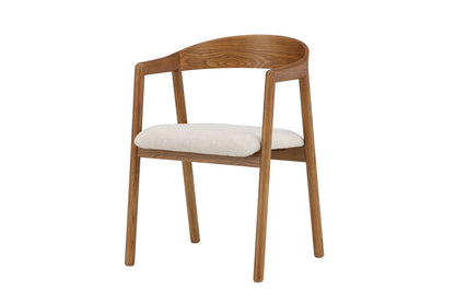 Långön spisebordsstol 2-pak – Brun ask / beige stof