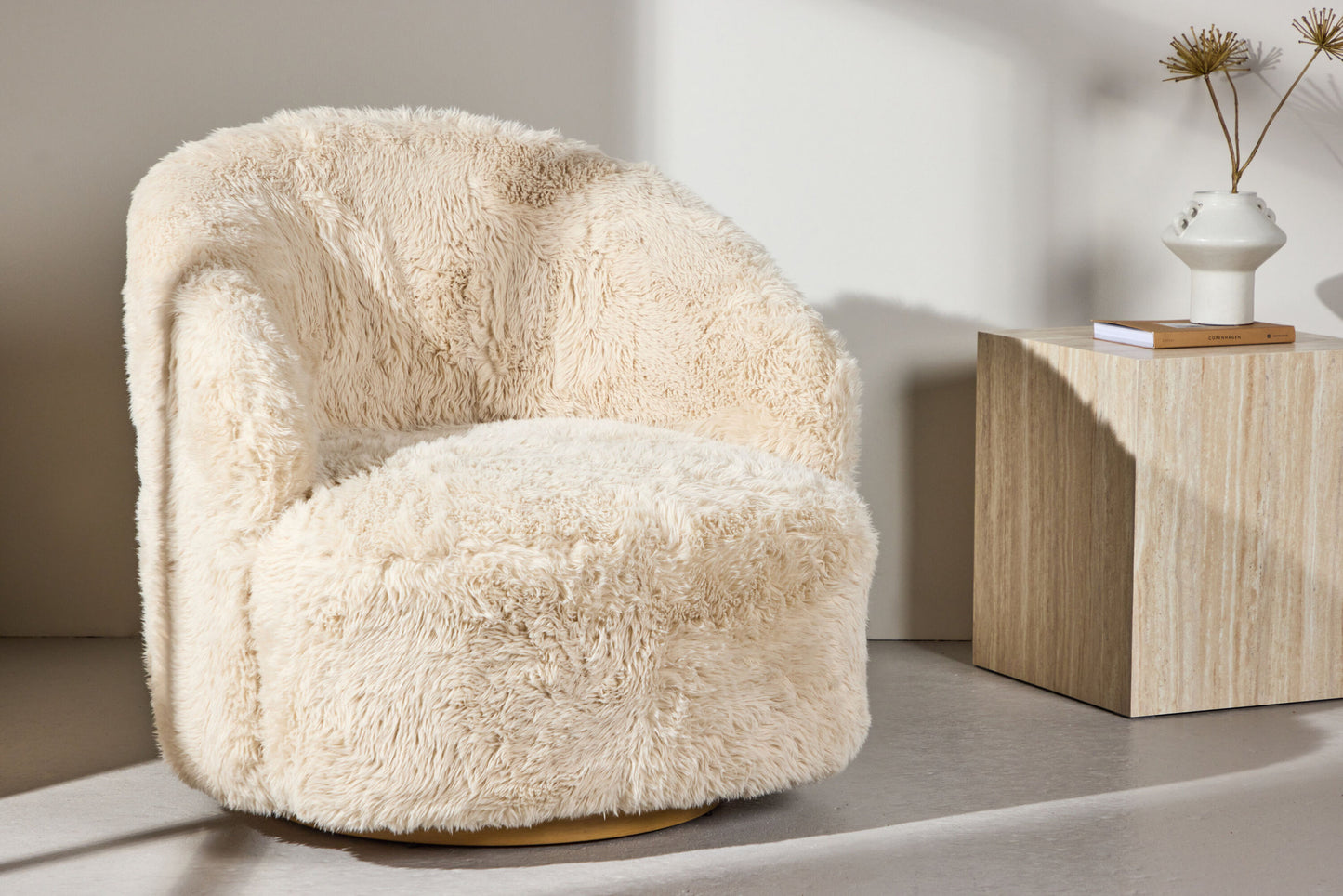 Astru Lænestol – Trælook / Beige Bouclé