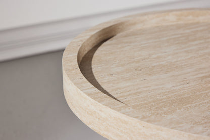 Krille Sidebord Ø60×45 cm – Travertinlook