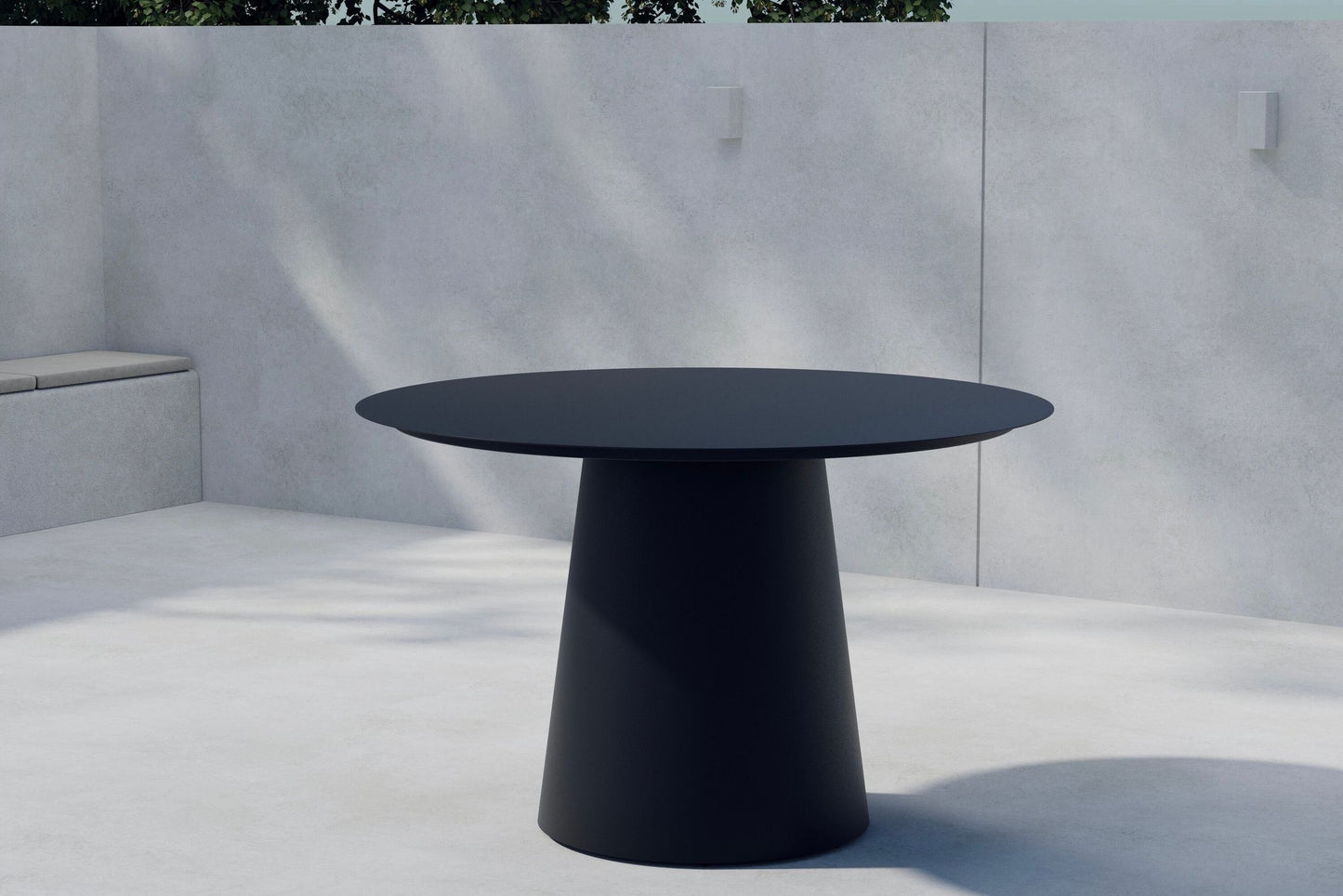 Lanzo spisebord Ø120 cm – Sort aluminium