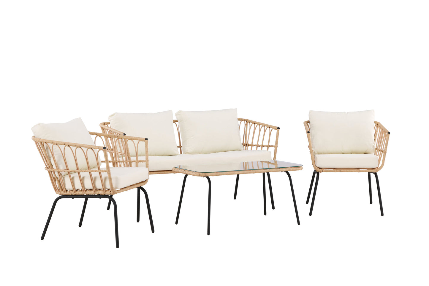 Ortigia loungesæt – Sort/Naturrattan