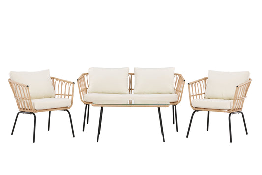 Ortigia loungesæt – Sort/Naturrattan