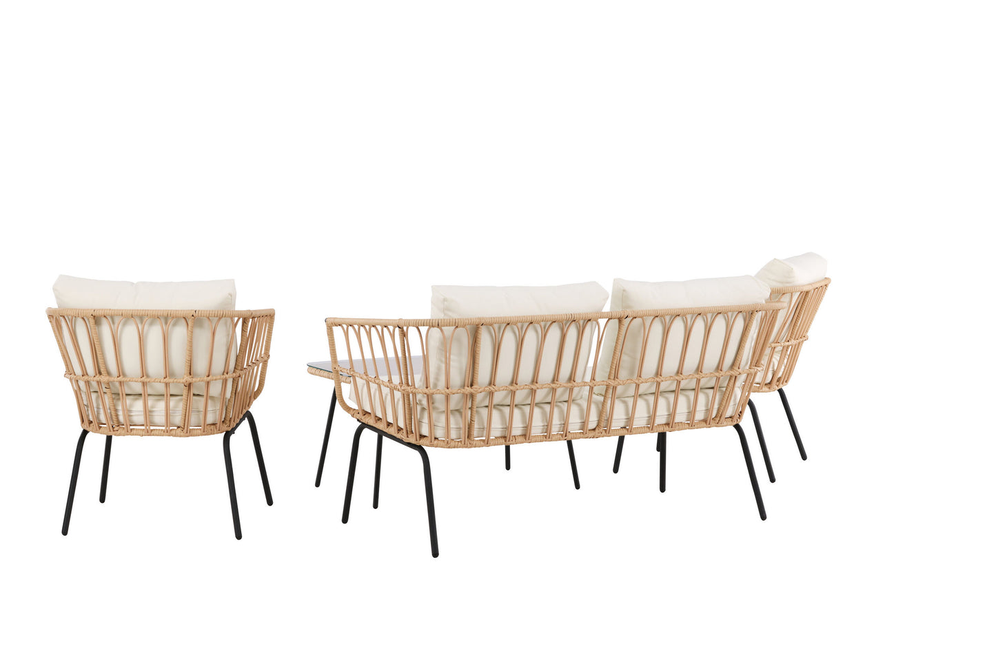 Ortigia loungesæt – Sort/Naturrattan