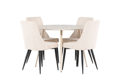 Plaza spisebordssæt m. Leone spisebordsstole (beige)