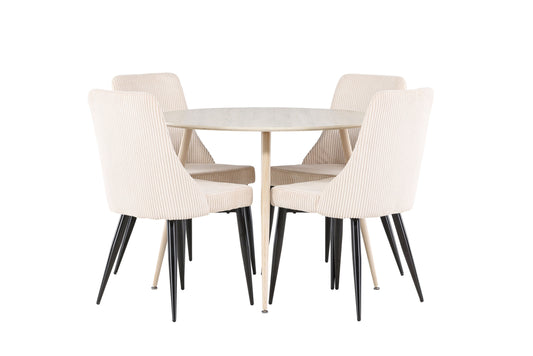 Plaza spisebordssæt m. Leone spisebordsstole (beige)