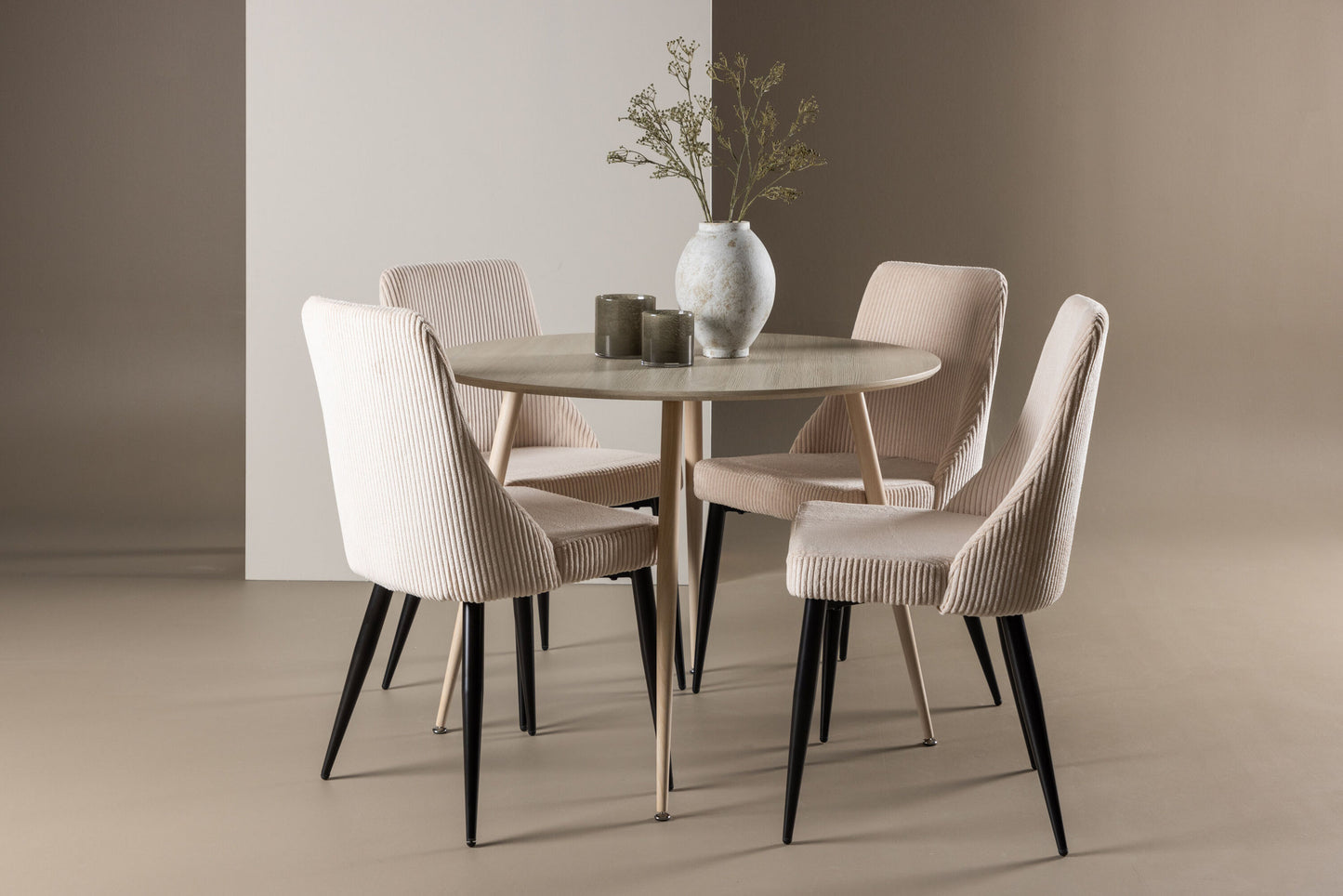Plaza spisebordssæt m. Leone spisebordsstole (beige)