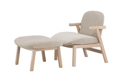 Rile Lænestol med Skammel – Whitewash / Beige