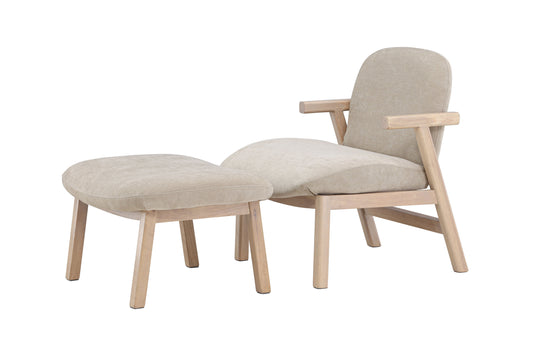 Rile Lænestol med Skammel – Whitewash / Beige