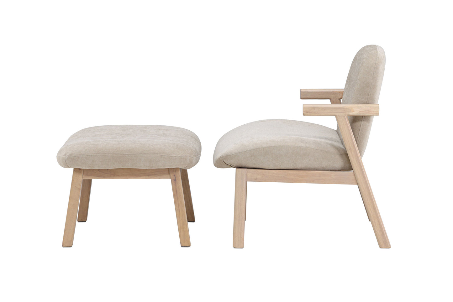 Rile Lænestol med Skammel – Whitewash / Beige