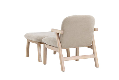 Rile Lænestol med Skammel – Whitewash / Beige
