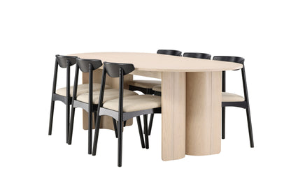 Tyresö Spisesæt 100×220 cm – Whitewash / Ven Spisebordsstole
