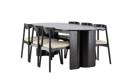 Tyresö Spisesæt 100×220 cm – Sort / Ven Spisebordsstole