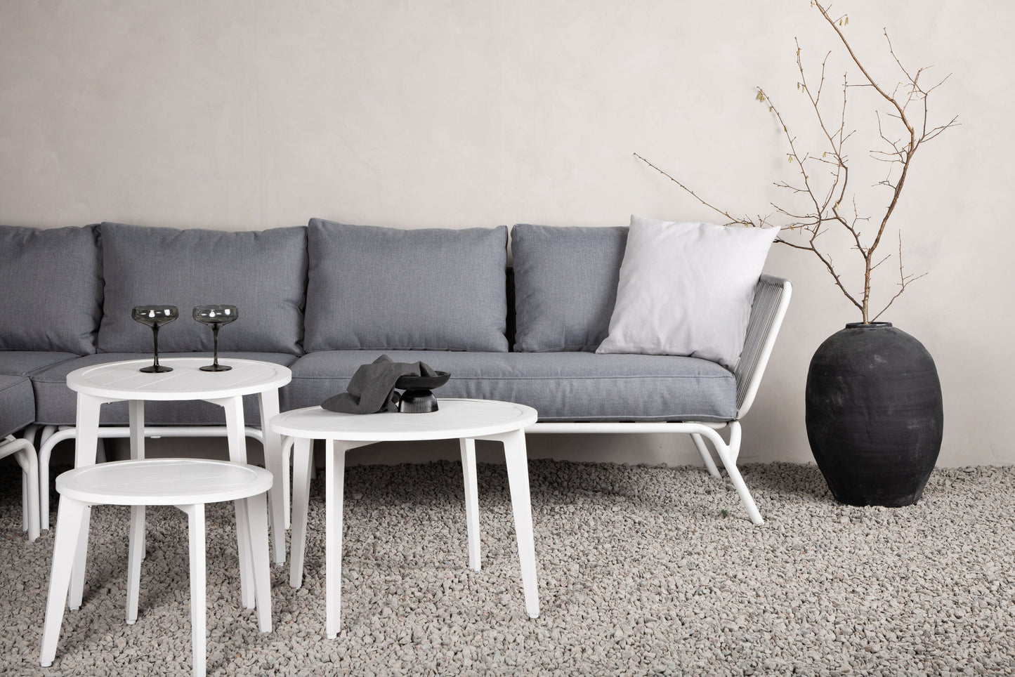 Roxo hjørnesofa – Hvid/Grå